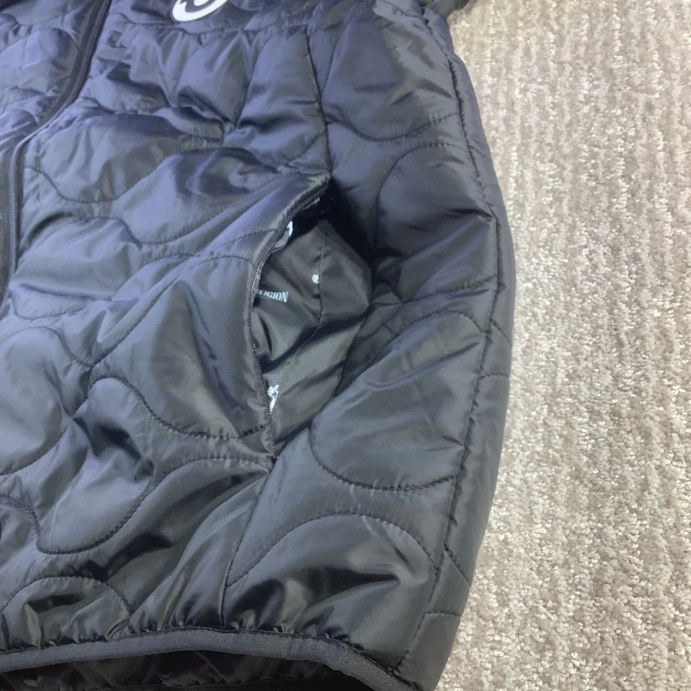 True‎ Religion Onion Quilt Puffer Jacket Black XL Detatchable Hood Full Zip NWT